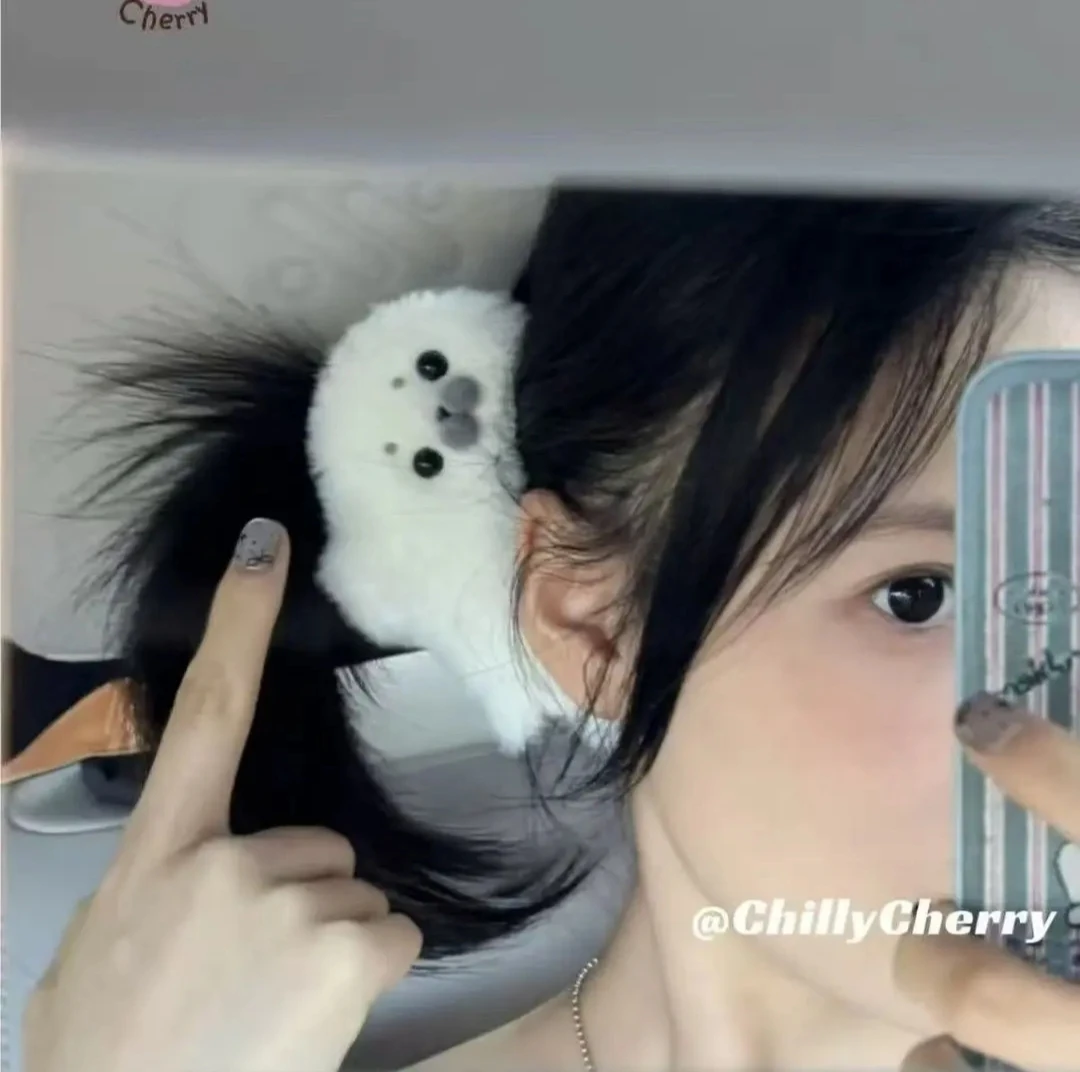 小海豹发夹秋冬毛绒碎发夹少女可爱发饰侧边刘海发夹卡通甜美发饰