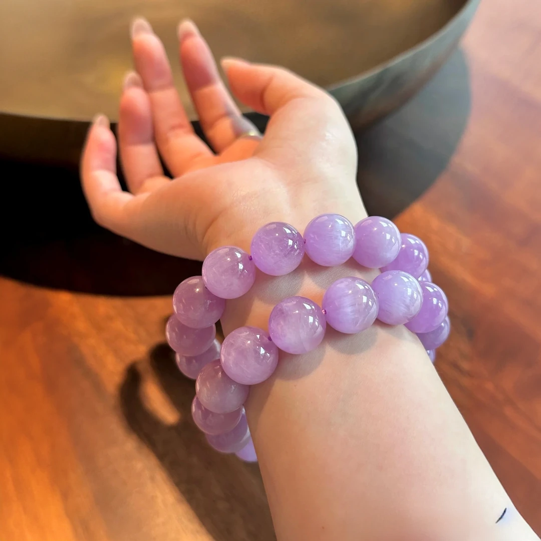 【专属】天然蔷薇紫锂辉奶油紫手串拉丝薰衣草辉石手链多样性发一