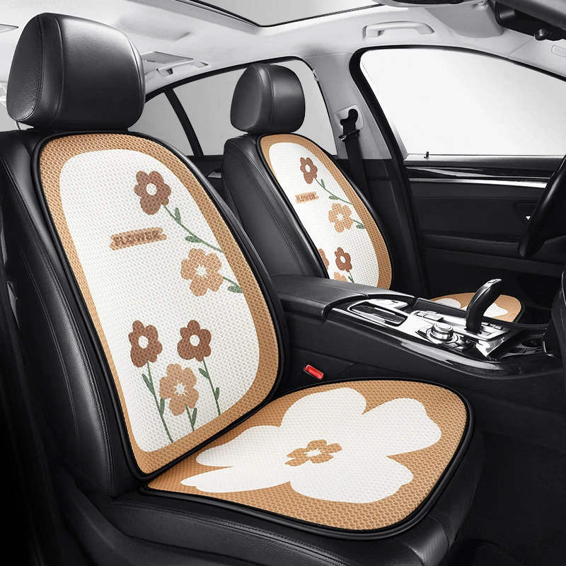 小花朵汽车坐垫半包女神可爱网布透气座椅套四季通用薄款卡通座套