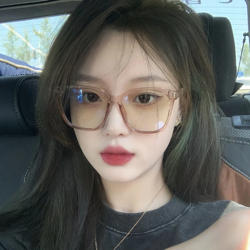 网红素颜茶色眼镜女韩版潮近视大框圆脸ins风眼镜框显瘦