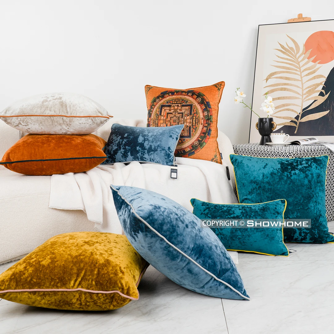 SHOWHOME【冰花绒-55X55不含芯】冰花绒大靠垫纯色靠枕腰靠床靠