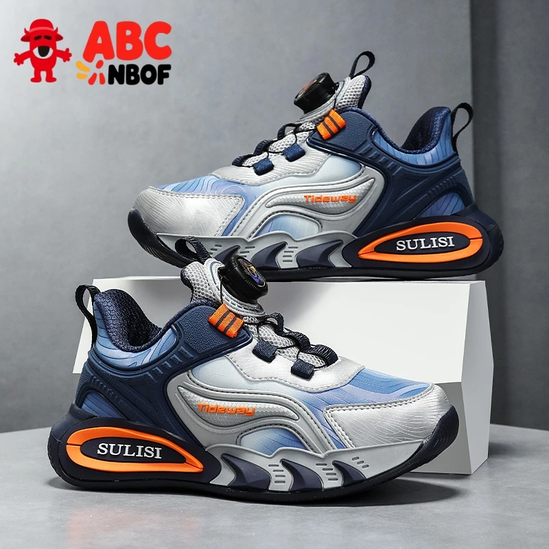 ABC NBOF儿童鞋秋冬新款男童跑步鞋皮面防水中小学生男孩子休闲鞋