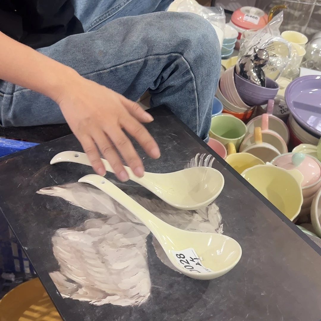 瓷片奶油大勺子两个