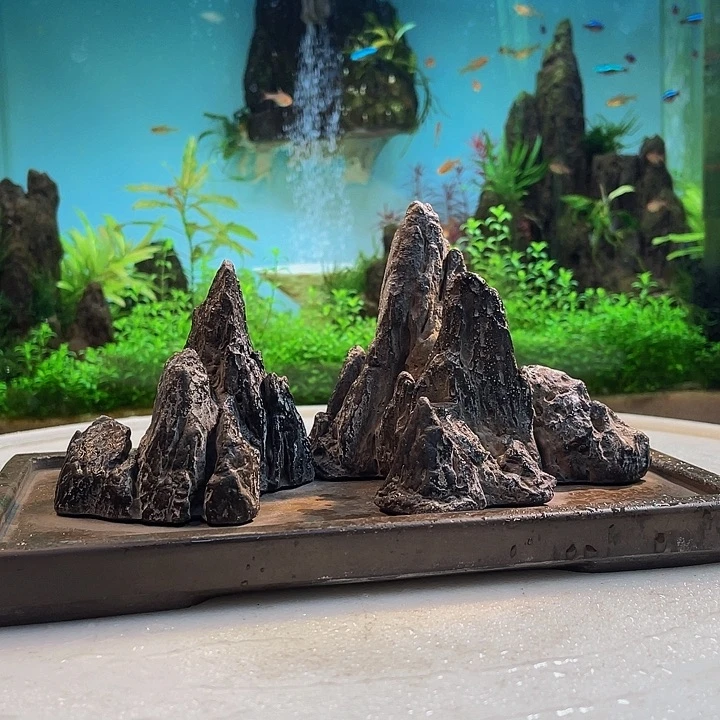 石头粉0001小山峰盆景鱼缸造景