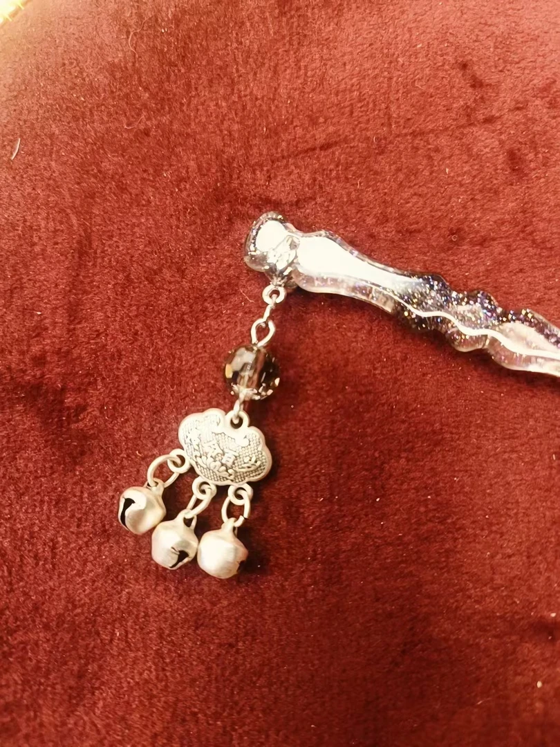 新中式醋酸发饰马面裙古风流苏盘发长命锁响铃发簪子女