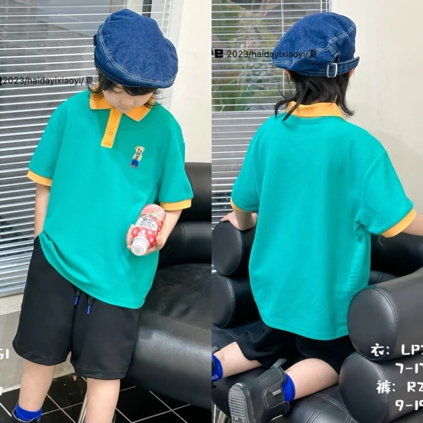 大E小e儿童夏款短袖Polo衫3951百搭帅气上衣夏装男童中大童韩版潮
