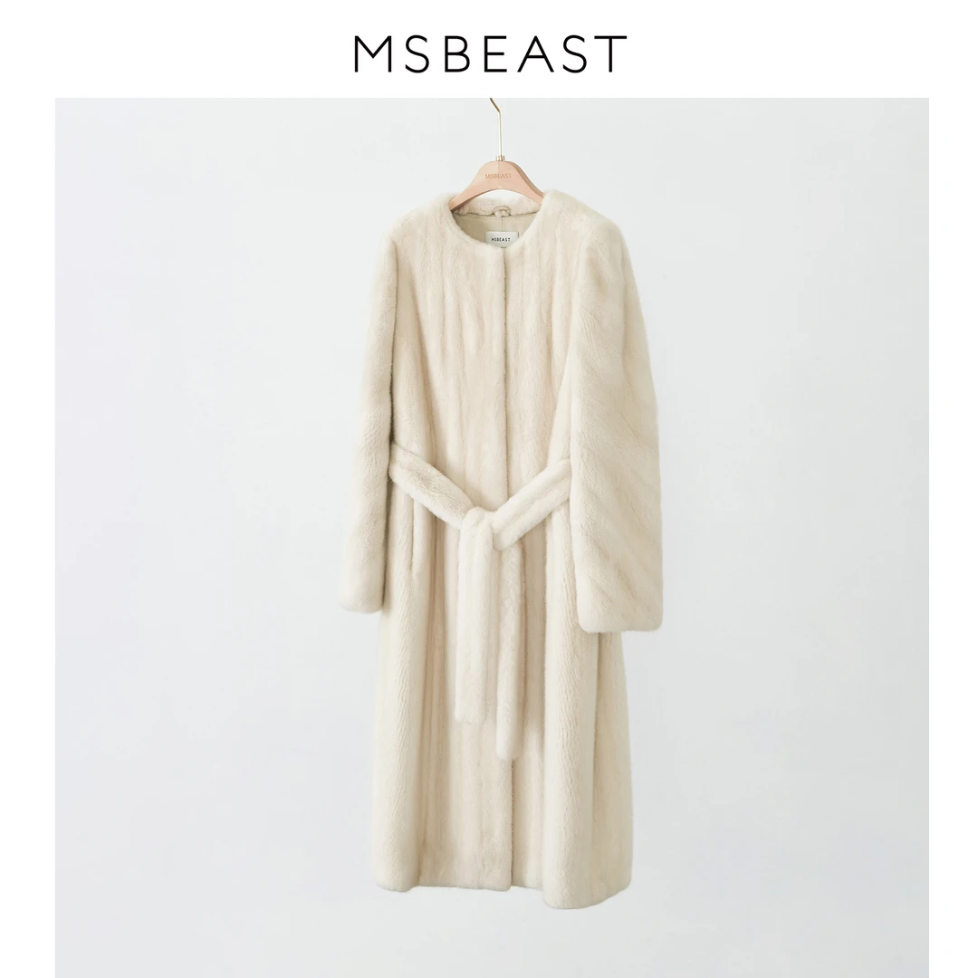 MSBEAST粉丝内购会 圆领全抽中长款水貂外套 D52081