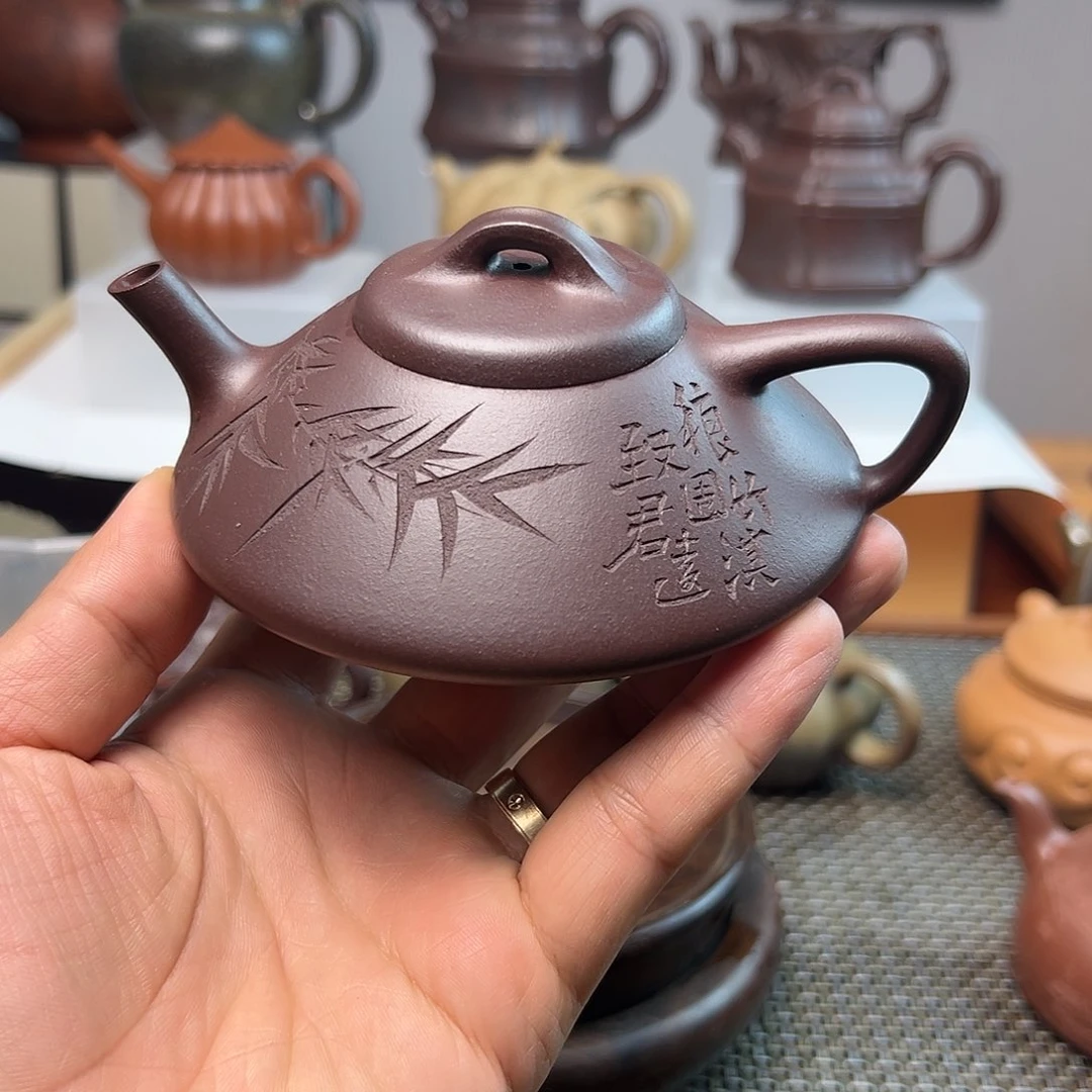 紫砂茶壶合瓢，紫泥