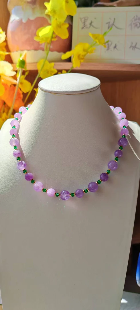 铜合金仿水晶项链 少女风薰衣草色孤品原创设计项链