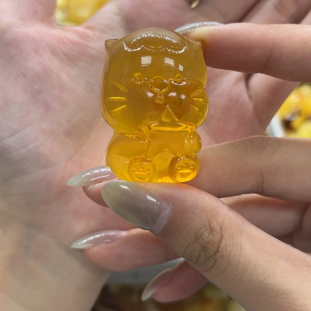 琥珀颈饰未镶嵌天然琥珀俄料猫咪