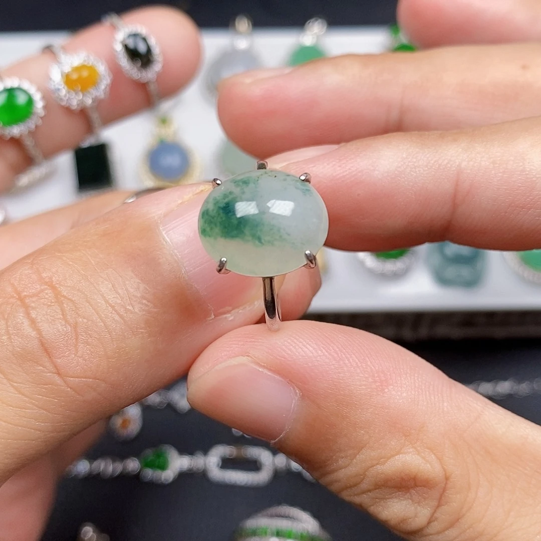 银S925镶嵌戒指翡翠戒指