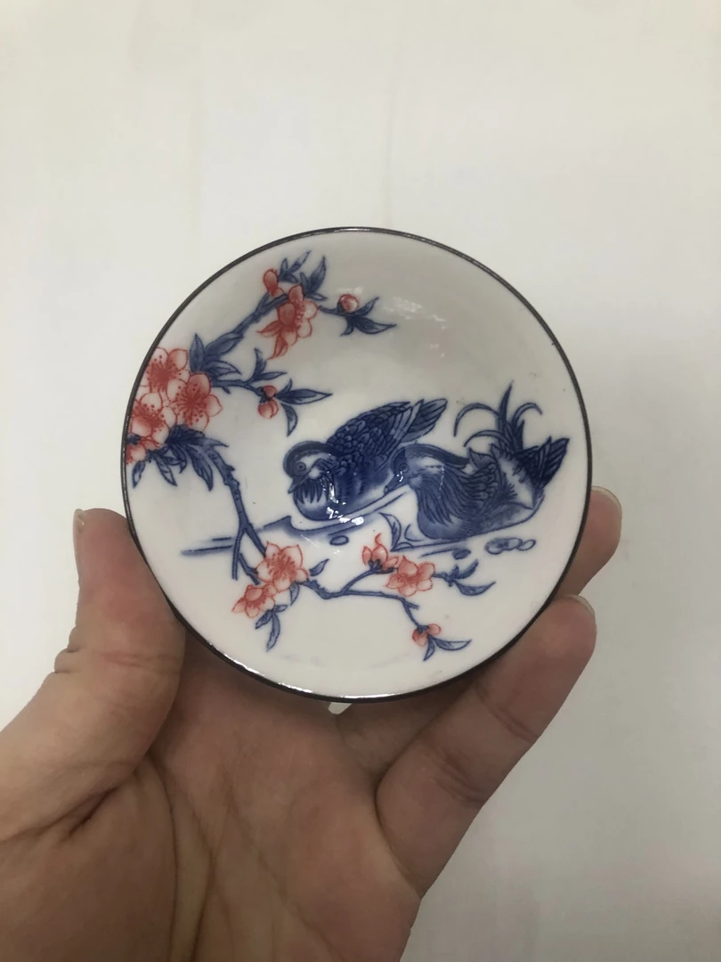 青花斗笠 鸳鸯图案 茶杯