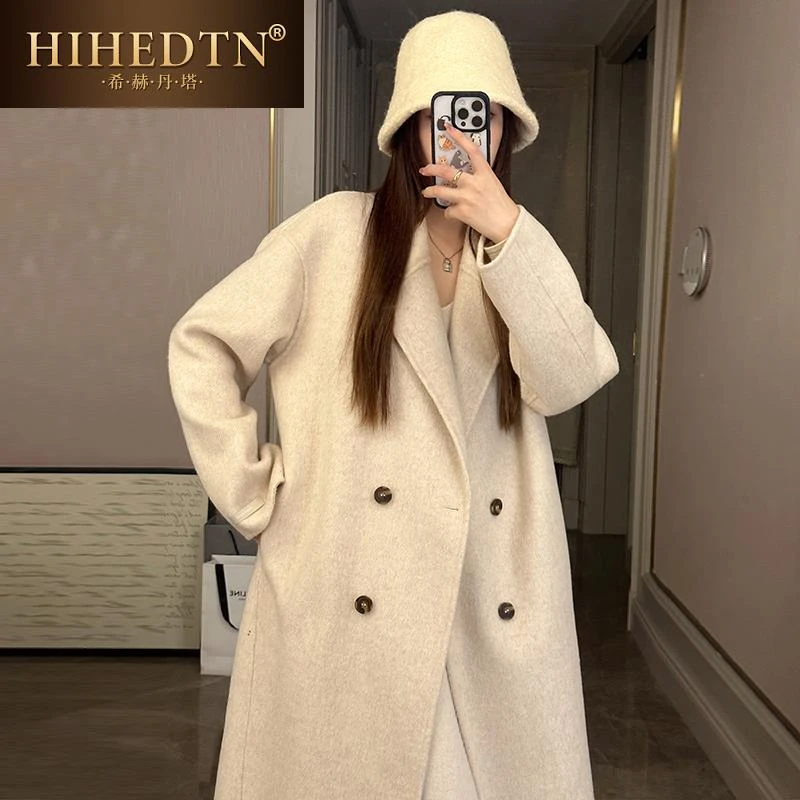 希赫丹塔高级感羊毛羊绒大衣女秋冬季新款韩系小个子呢子加厚毛呢