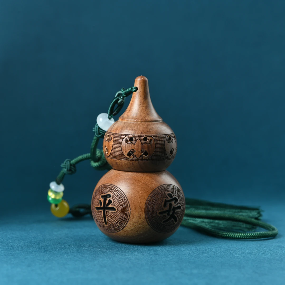 缅甸花梨精雕镂空五福平安葫芦香囊挂饰+古法通窍蜜丸香丸20颗