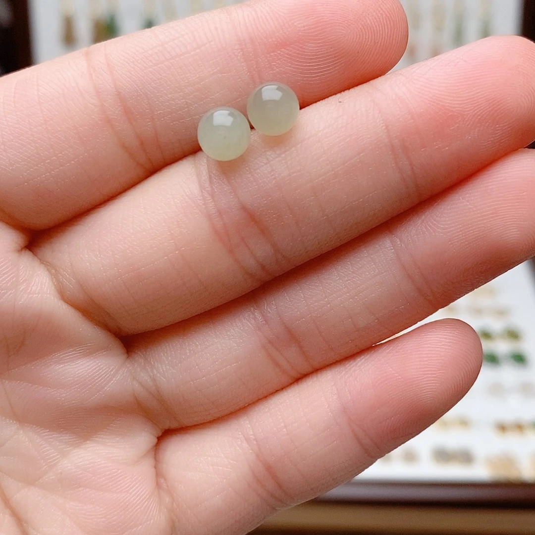 和田玉银S925镶嵌耳饰