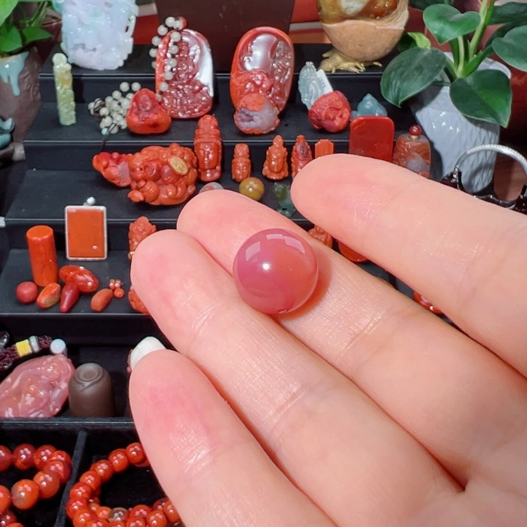 玉***姐南红玛瑙单珠13mm未镶嵌