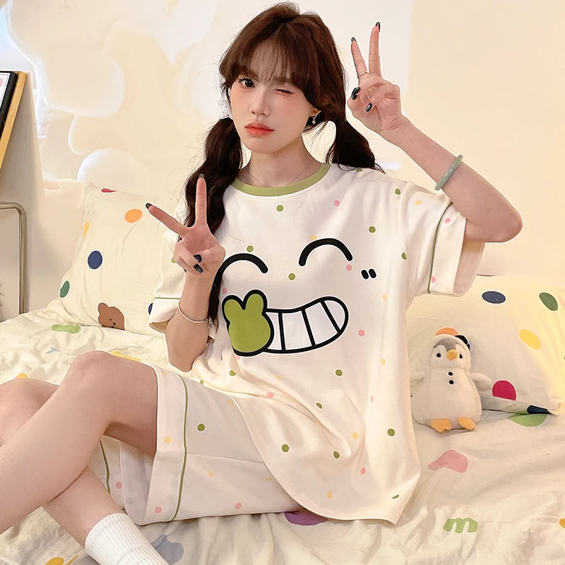 2025新款女童睡衣儿童夏季新款薄款纯棉短袖可爱少女初中生家居服