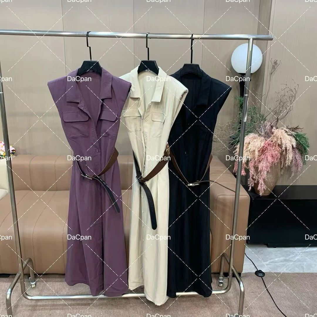 DACPAN-“美丽公式”气质长款亚-麻开衫连衣裙 2025/盼·PP 27508