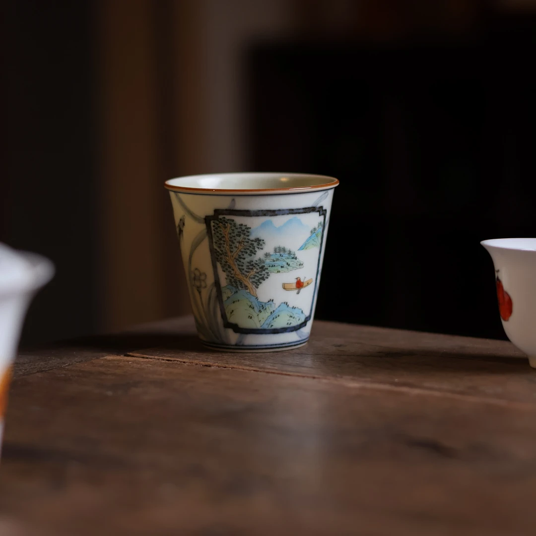 【小田甄陶】山水-霖溪山房-直口杯-60ML（霖溪0030）