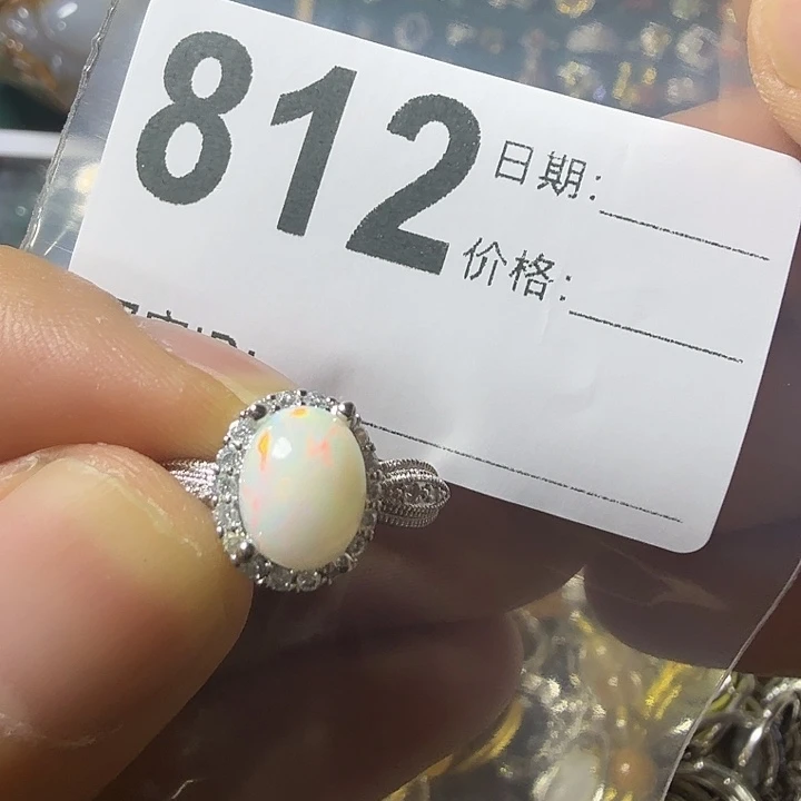 欧泊未镶嵌戒指彩欧伯戒指活口可调节