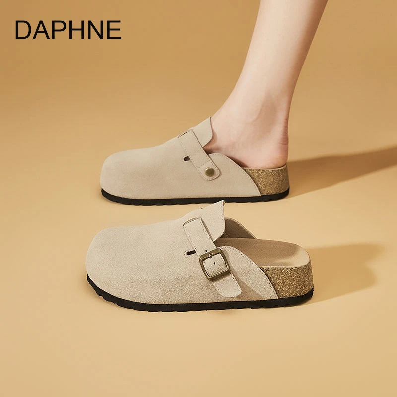 达芙妮包头勃肯鞋2025秋季新款舒适居家半拖鞋女鞋外穿日常时装鞋