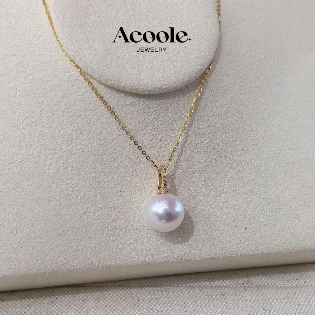 AcoolerS925银镶淡水珍珠万能扣吊坠10-13mm经典百搭ins风送女友