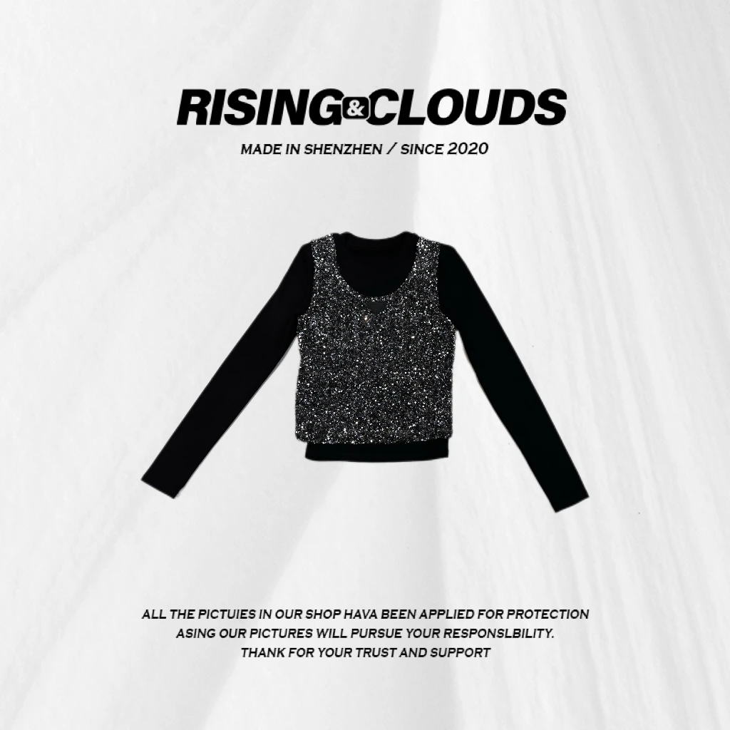 现【莎莎】深圳南油冬季“显瘦拼接亮片上衣”110160