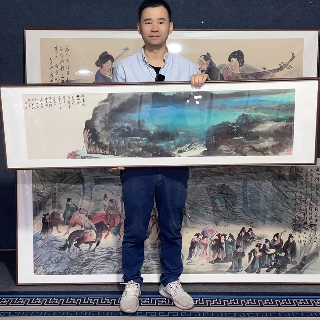 国画手绘画作品带框