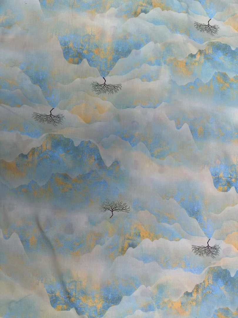 千里江山人造棉绵绸