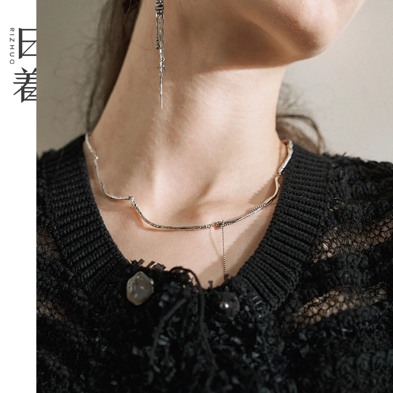 日着寻银树枝项链2025年新款925银手工做旧独特小众配饰RD3198P3