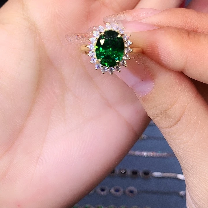 透辉石戒指银S925镶嵌