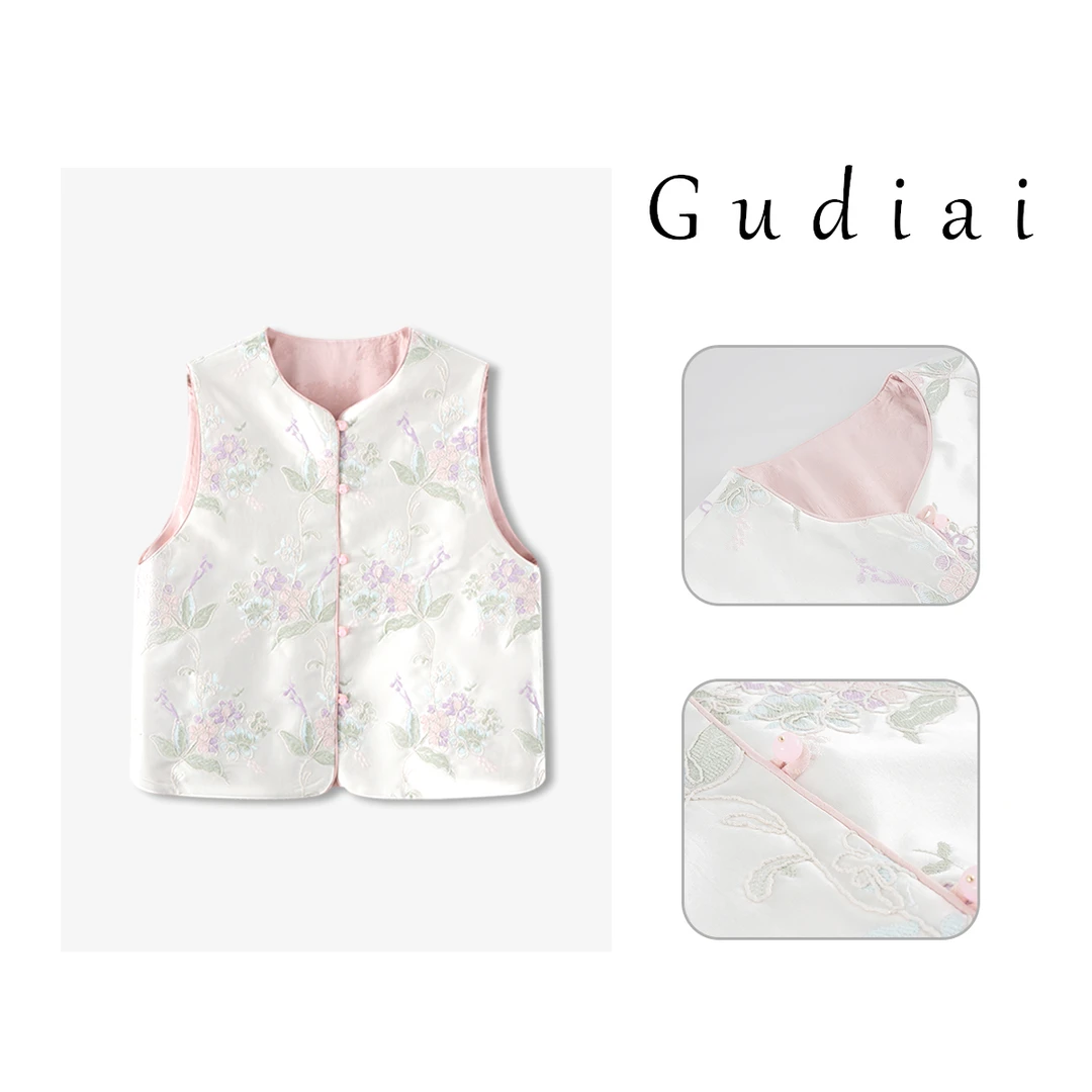 【丝蔓】新中式双面双穿重工钩花刺绣素雅春季新款马甲A323-Y2606