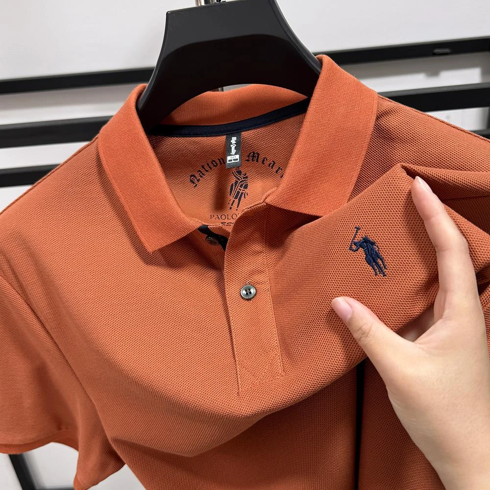 【TQUX港奢男装】夏季刺绣小马标POLO衫纯棉时尚翻领体恤纯色珠地