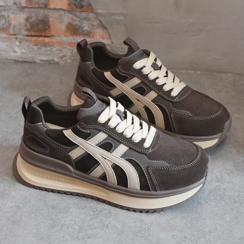 shougu/首谷6cm增高复古阿甘德训鞋女2025秋季新款休闲防滑运动鞋