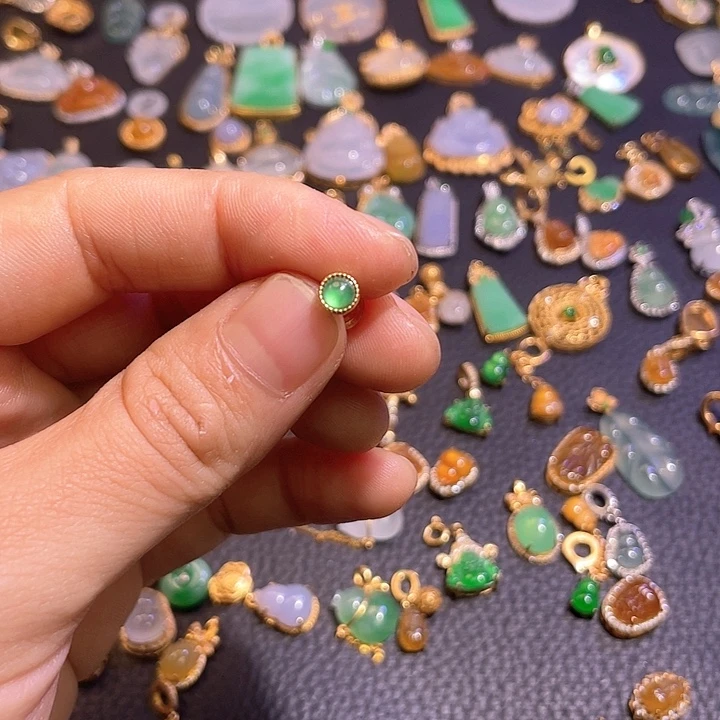 翡翠银S925镶嵌吊坠(不含链)天然翡翠
