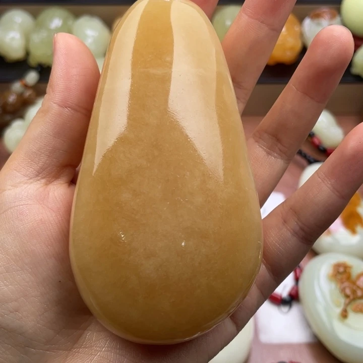 ′***石材天然古青石手把件