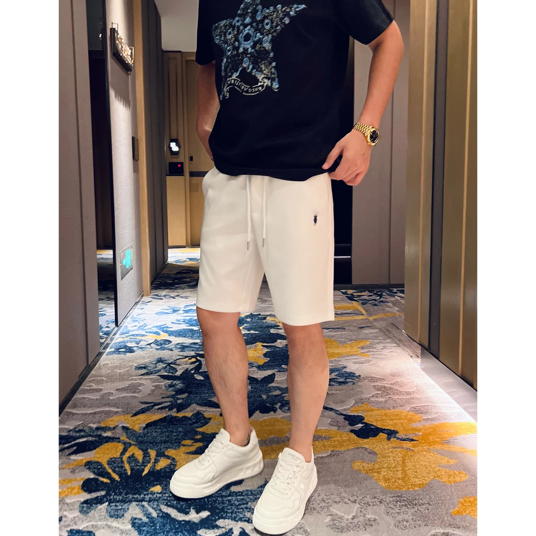 【老钱短裤】李查德25夏季痞帅老钱刺绣液氨空气层休闲短裤5分裤子