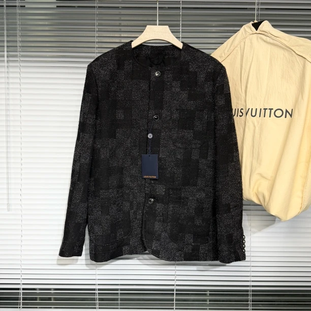 未使用 LouisVuitton/路易威登 FW25 棋盘格 串珠 夹克 50码 a645