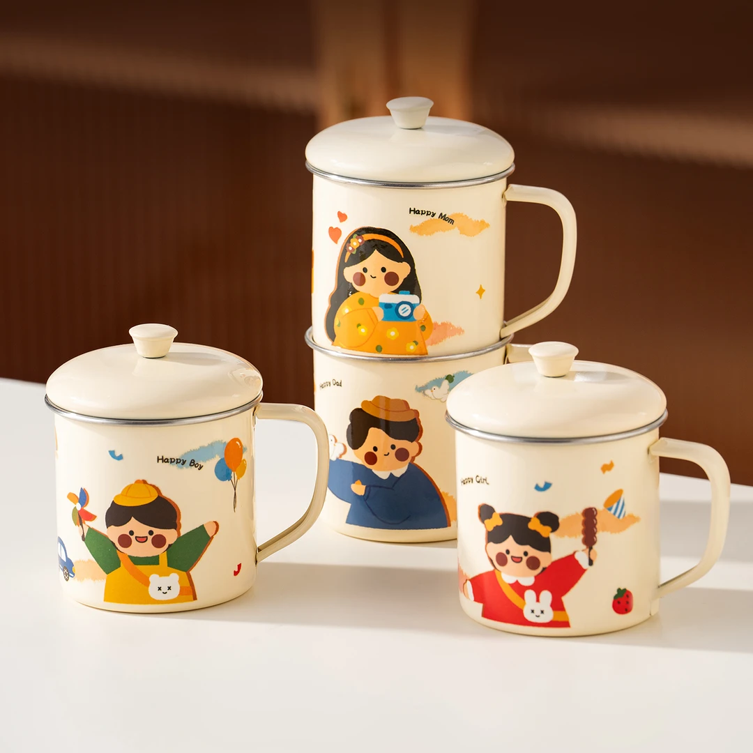 onlycook一家四口316L不锈钢杯子带盖牛奶杯家用儿童宝宝喝水杯子