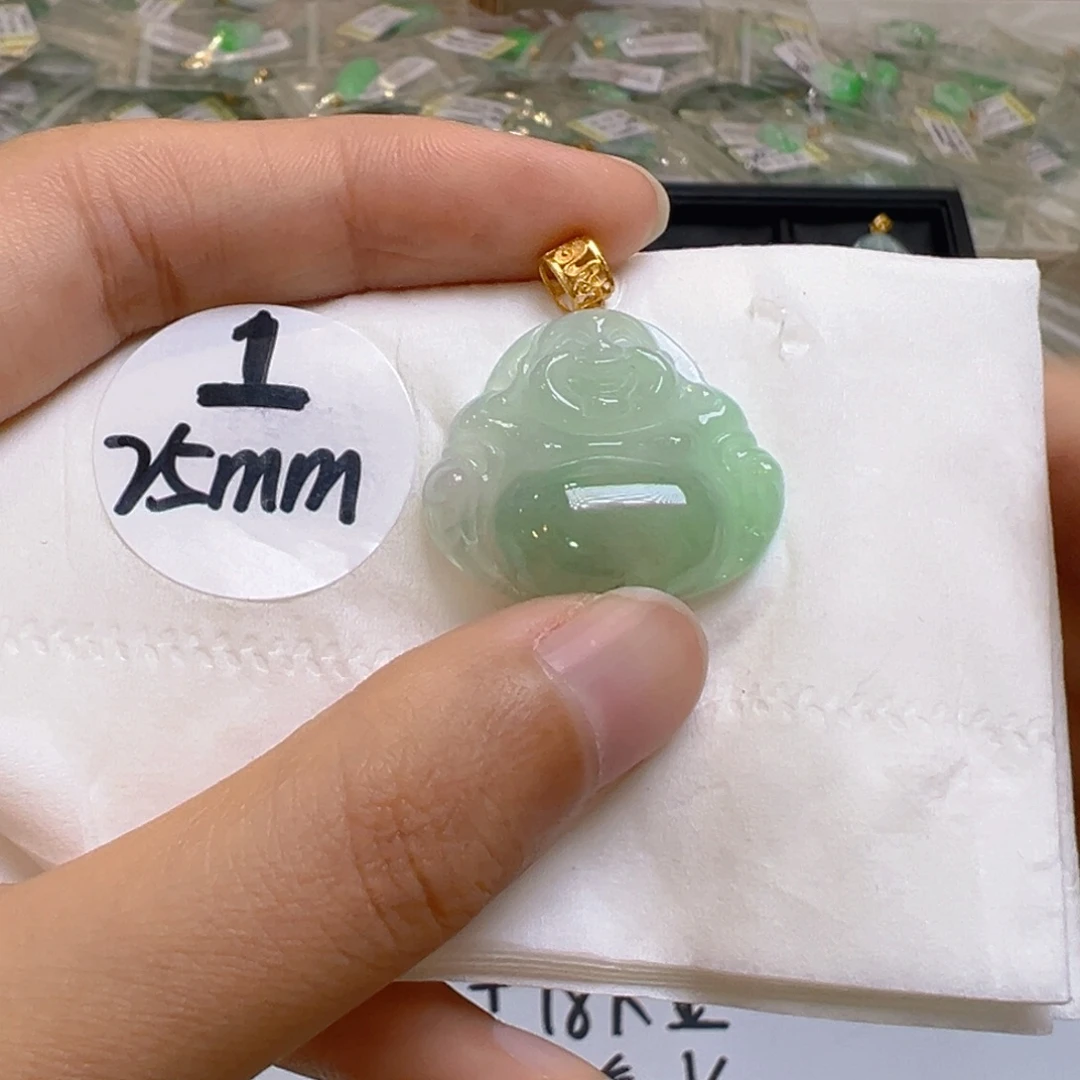 吊坠(不含链)18K金镶嵌翡翠