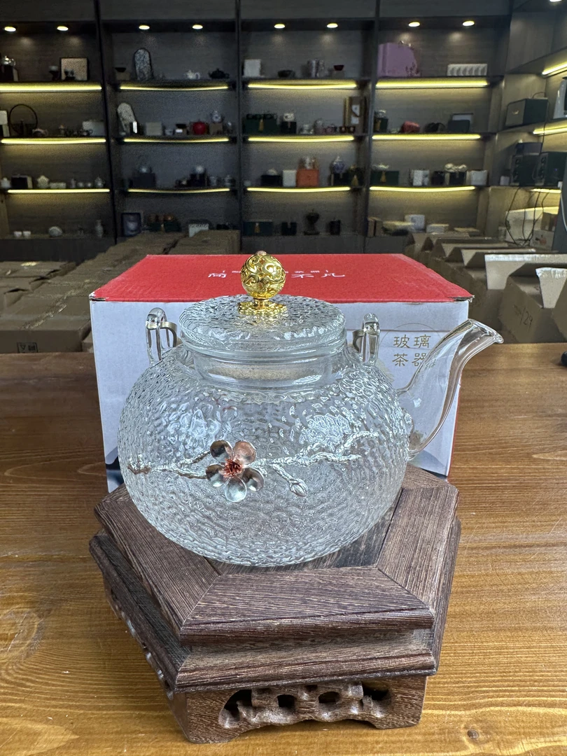 【闪购商品】c锡花锤纹玻璃煮茶壶烧水壶
