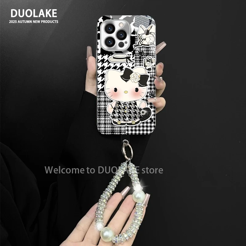 轻奢KT猫适用苹果vivo华为oppo小米iPhone17电镀玻璃防摔手机壳潮