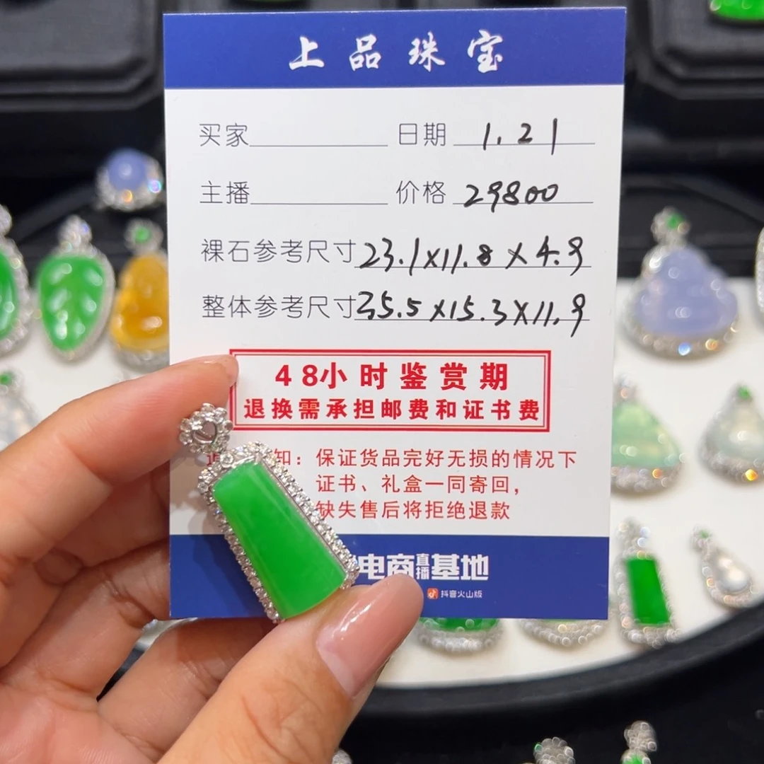 翡翠颈饰18K金镶嵌收到货48小时鉴赏期
