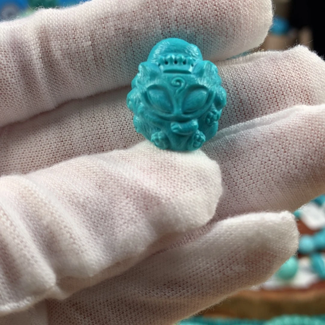 绿松石未镶嵌珠宝奇石高瓷玉化蓝小凤九17.1*19.1mm
