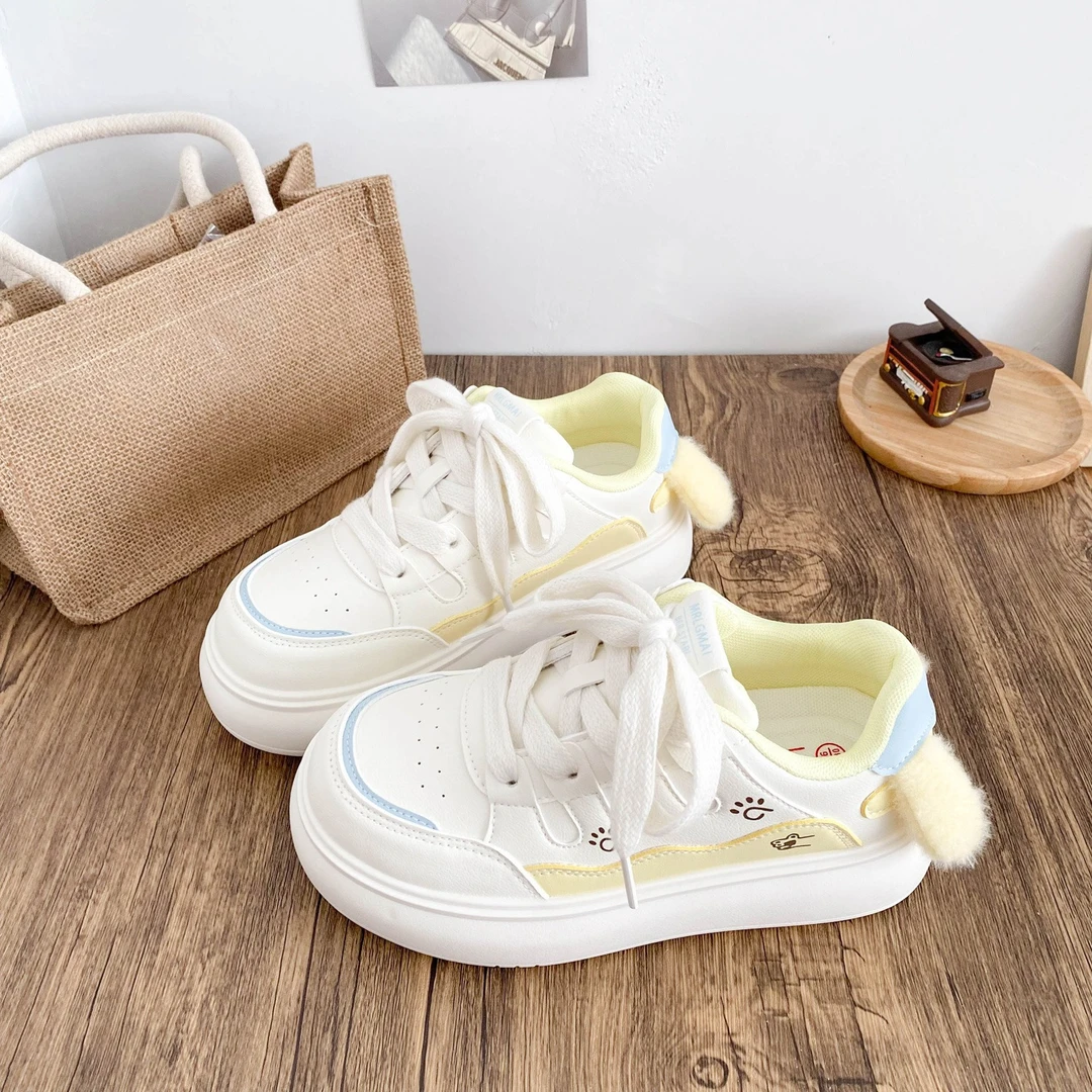 圆头厚底卡通板鞋女2025秋季新款增高学生韩版小白鞋休闲运动鞋潮