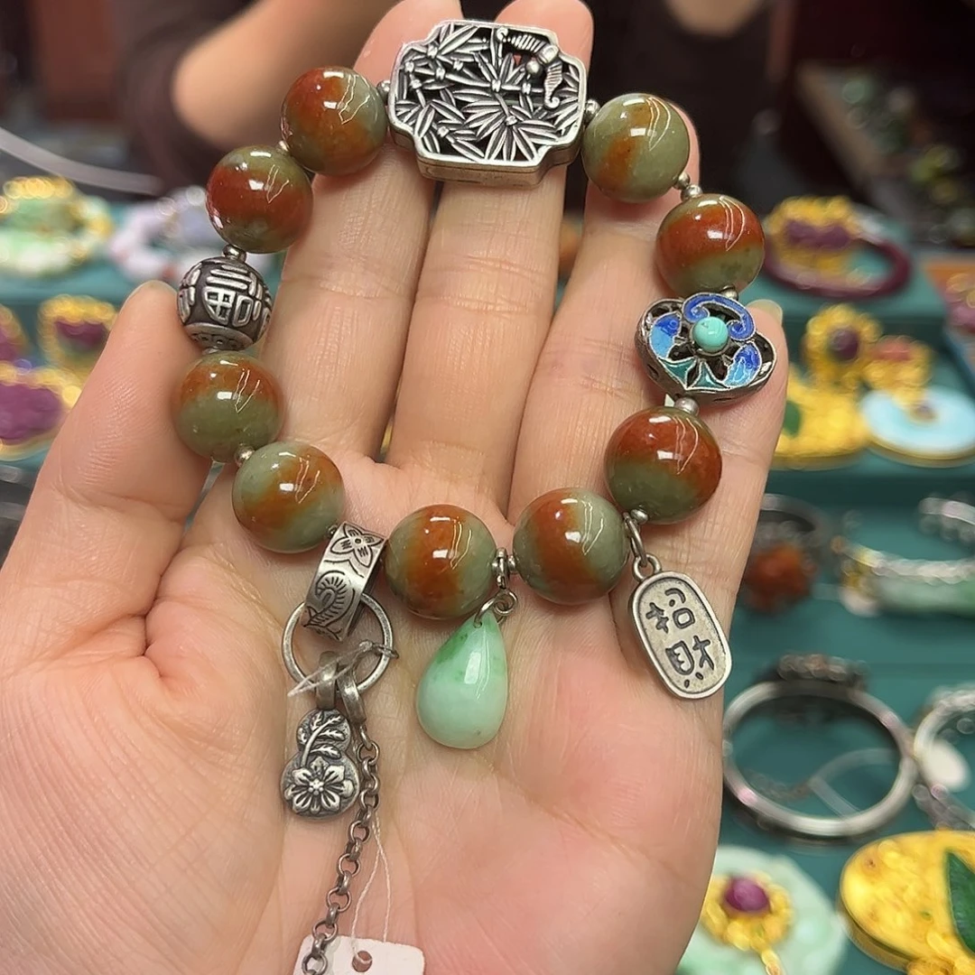 翡翠未镶嵌手链福利款翡翠老银手链