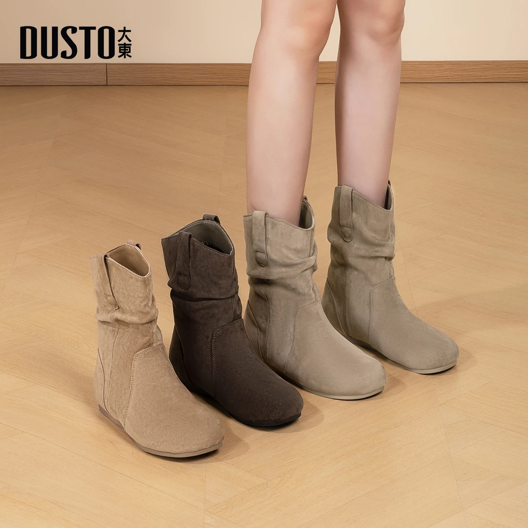 大东靴子女加绒勃肯小短靴2025秋冬阔腿裤洋气百搭平底堆堆靴0225