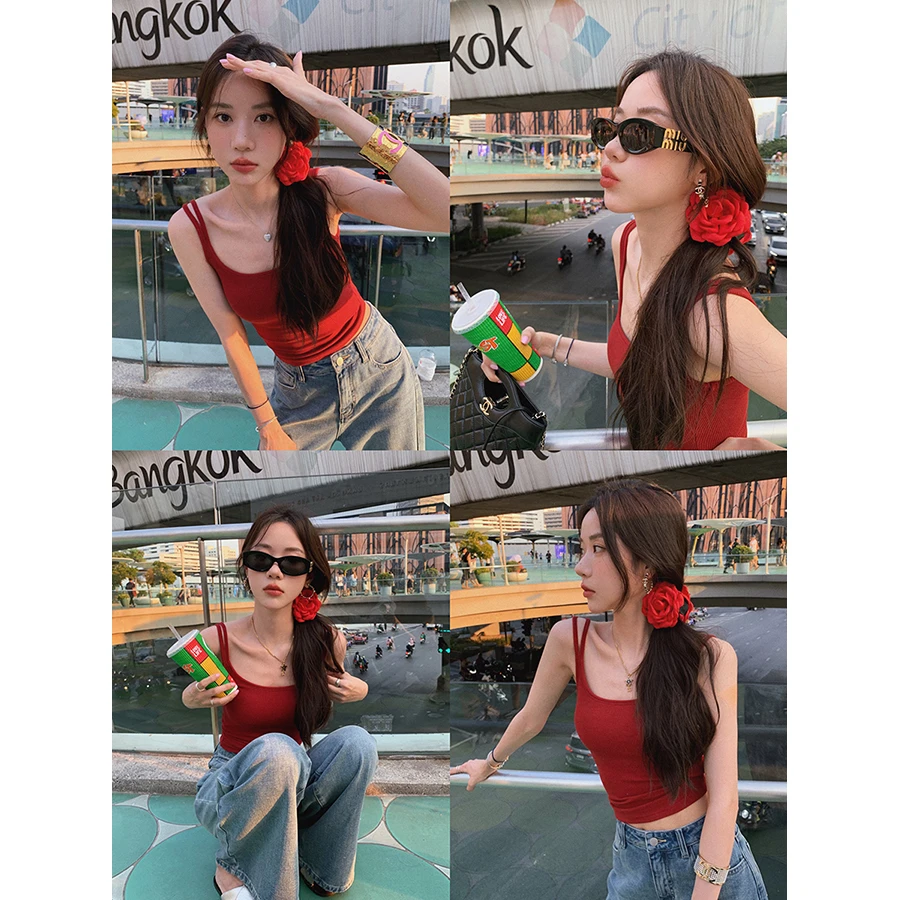 张贝贝ibell进店必入 镇店之宝 自带胸垫 6色超弹吊带