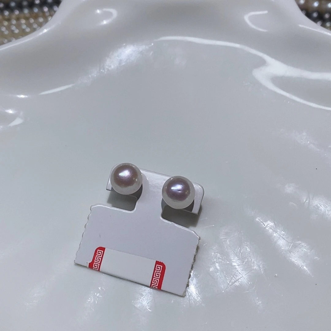 银S925镶嵌淡水珍珠耳饰11-12