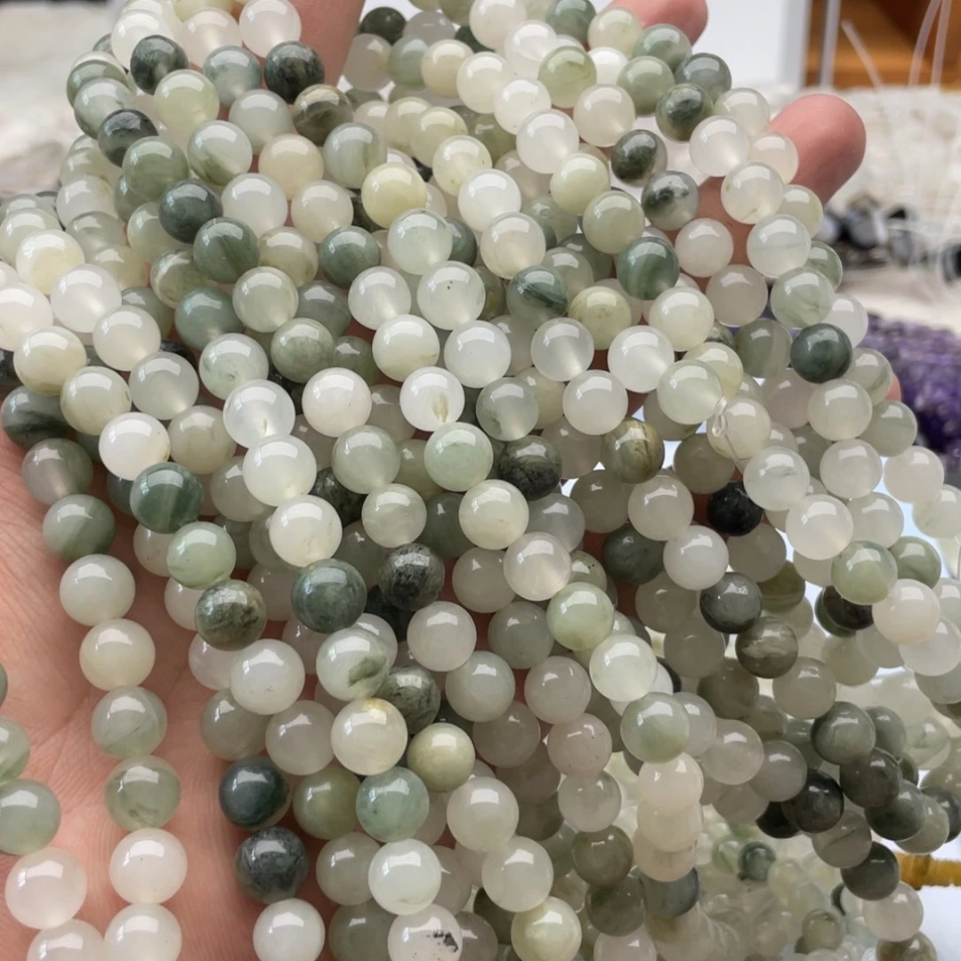 合金玛瑙/玉髓珠宝半成品两条装卡8mm天山翠圆珠
